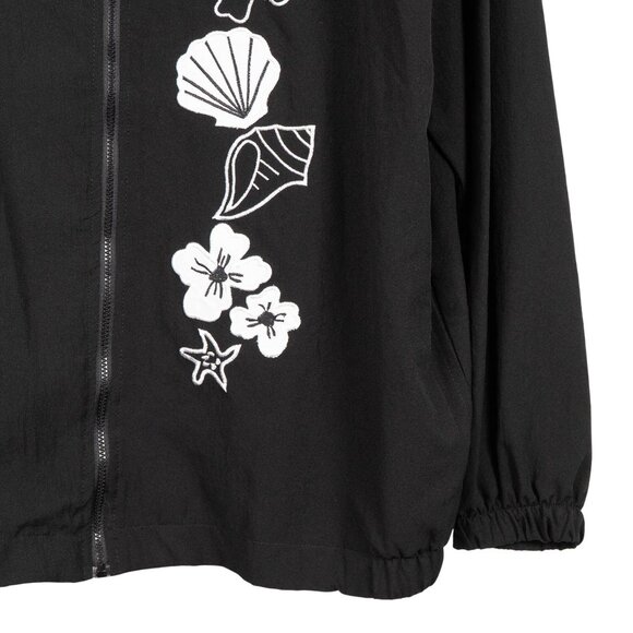 Teddi Beach Windbreaker Jacket L Womens VTG Y2K Black Zip Up Shell Embroidery - Picture 4 of 6